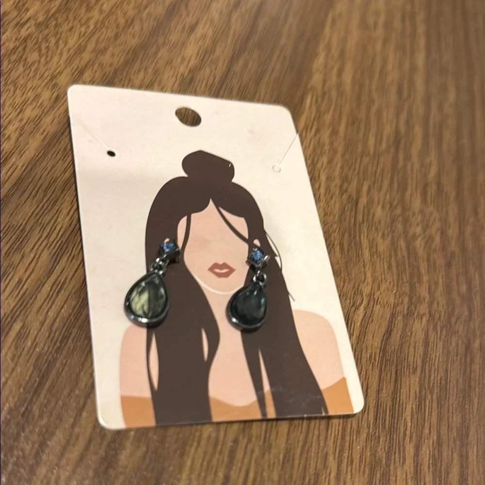 Elegant Blue and Green Teardrop Earrings